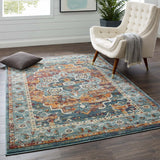 Tribute Diantha Distressed Vintage Floral Persian Medallion 5x8 Area Rug Multicolored R-1190B-58