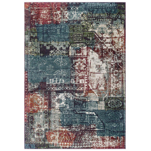 Tribute Elowen Contemporary Modern Vintage Mosaic 5x8 Area Rug Multicolored R-1191A-58