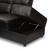 Baxton Studio Roland Modern and Contemporary Black Faux Leather 2-Piece Sectional with Recliner and Storage Chaise