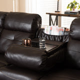 Baxton Studio Roland Modern and Contemporary Dark Brown Faux Leather 2-Piece Sectional with Recliner and Storage Chaise