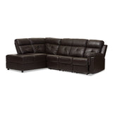 Roland Modern Contemporary Faux Leather 2-Piece Sectional with Recliner and Storage Chaise