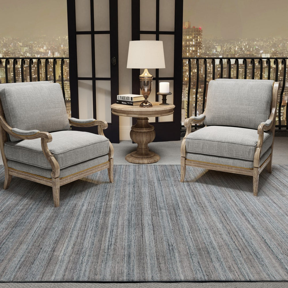 AMER Rugs Raffia RAF-7 Hand-Loomed Striped Transitional Area Rug Gray/Blue 9' x 12'