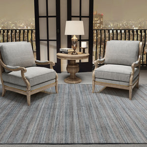 AMER Rugs Raffia RAF-7 Hand-Loomed Striped Transitional Area Rug Gray/Blue 9' x 12'