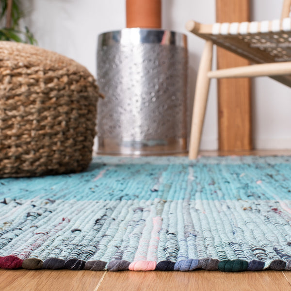 Safavieh Rag Rug 122 Flatweave 100% Cotton Pile Rug Light Blue / Grey 100% COTTON PILE RAR122M-5