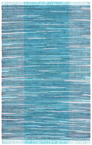 Safavieh Rag Rug 122 Flatweave 100% Cotton Pile Rug Light Blue / Grey 100% COTTON PILE RAR122M-9