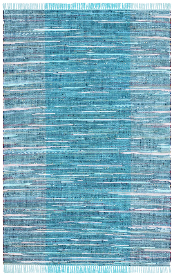 Safavieh Rag Rug 122 Flatweave 100% Cotton Pile Rug Light Blue / Grey 100% COTTON PILE RAR122M-5