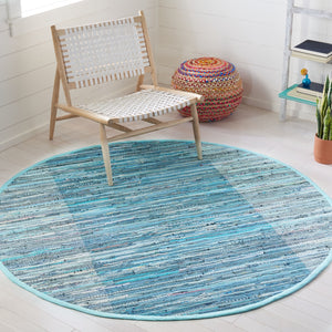 Safavieh Rag Rug 122 Flatweave 100% Cotton Pile Rug Light Blue / Grey 100% COTTON PILE RAR122M-6R