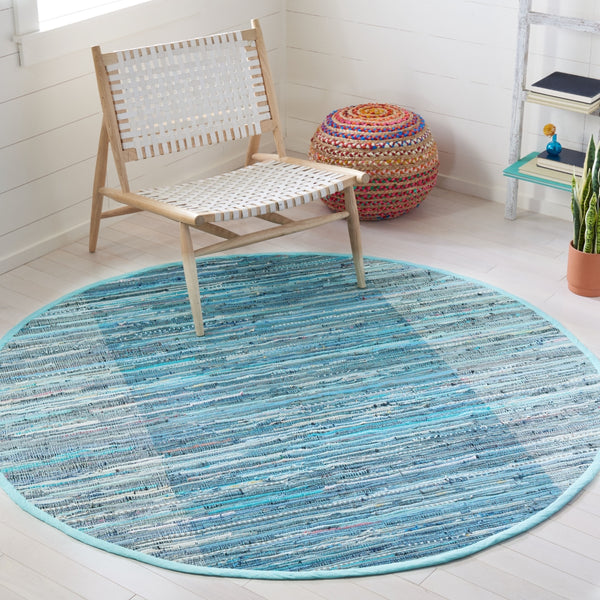 Safavieh Rag Rug 122 Flatweave 100% Cotton Pile Rug Light Blue / Grey 100% COTTON PILE RAR122M-6R