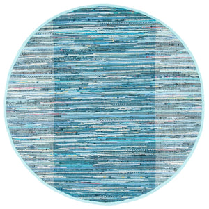 Safavieh Rag Rug 122 Flatweave 100% Cotton Pile Rug Light Blue / Grey 100% COTTON PILE RAR122M-6R