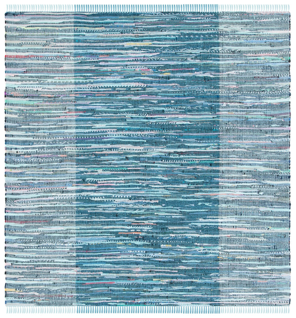 Safavieh Rag Rug 122 Flatweave 100% Cotton Pile Rug Light Blue / Grey 100% COTTON PILE RAR122M-6SQ