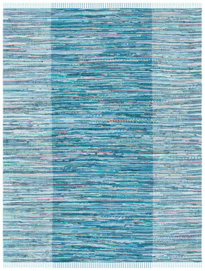 Safavieh Rag Rug 122 Flatweave 100% Cotton Pile Rug Light Blue / Grey 100% COTTON PILE RAR122M-8