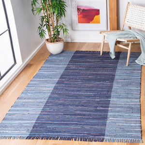 Safavieh Rag Rug 122 Flatweave 100% Cotton Pile Rug Navy / Blue 100% COTTON PILE RAR122N-5