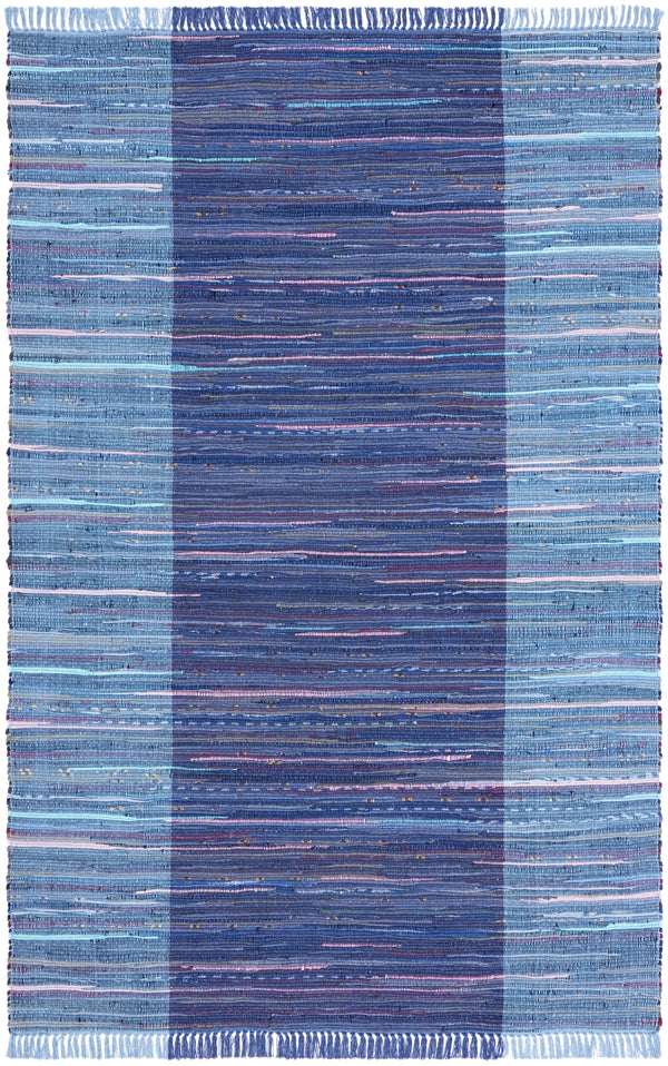 Safavieh Rag Rug 122 Flatweave 100% Cotton Pile Rug Navy / Blue 100% COTTON PILE RAR122N-5