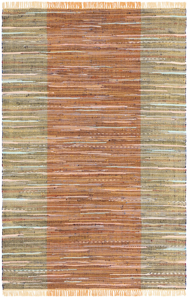 Safavieh Rag Rug 122 Flatweave 100% Cotton Pile Rug Rust / Gold 100% COTTON PILE RAR122P-5