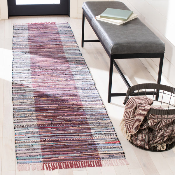 Safavieh Rag Rug 122 Flatweave 100% Cotton Pile Rug Red / Grey 100% COTTON PILE RAR122Q-29