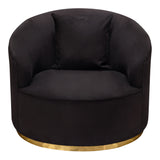Raven Chair in Black Suede Velvet w/ Brushed Gold Accent Trim