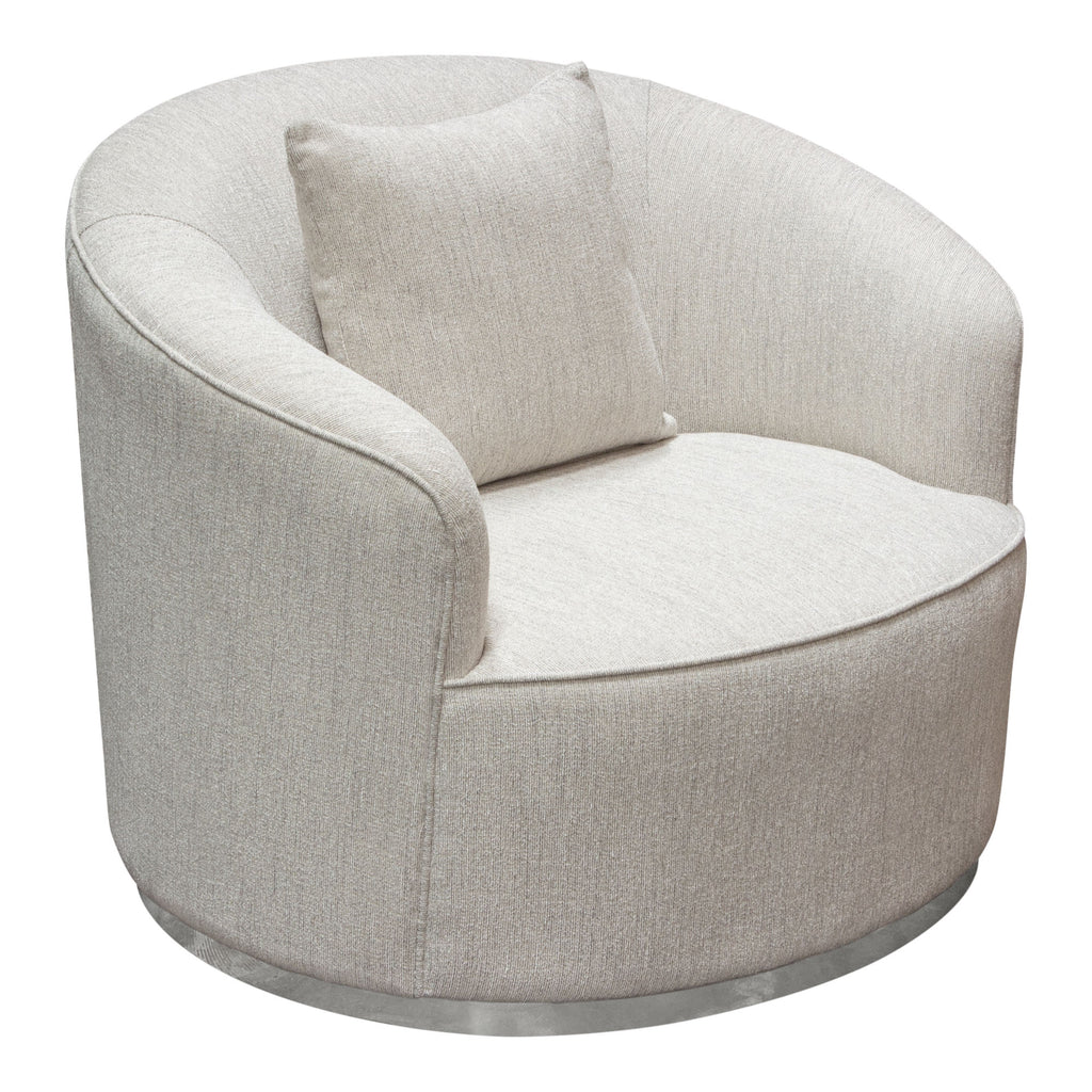Raven Chair in Light Cream Fabric w/ Brushed Silver Accent Trim by Diamond Sofa