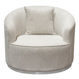 Raven Chair in Light Cream Fabric w/ Brushed Silver Accent Trim