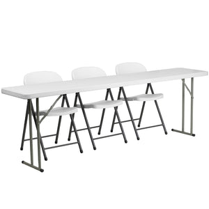 English Elm EE2360 Contemporary Commercial Grade Training Table and Chair Set White EEV-15723