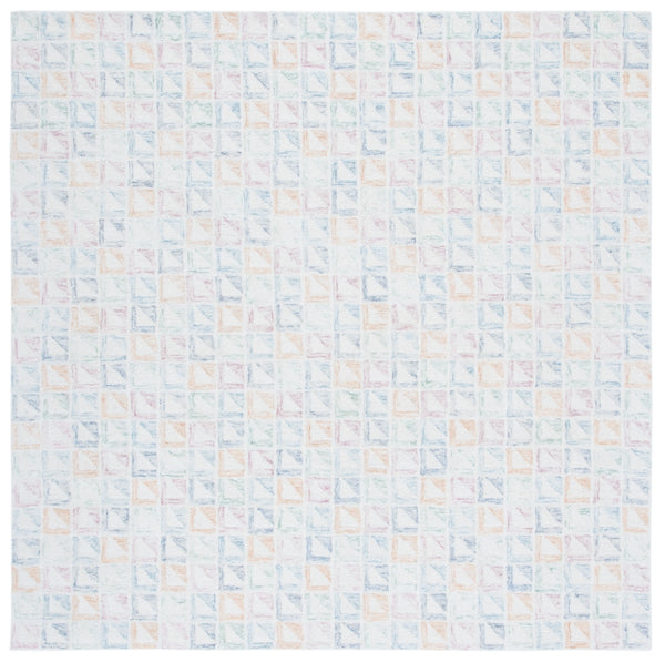 Rd102 Tufted 100% Wool Pile Contemporary Rug Ivory / Blue 100% Wool Pile RD102M-6SQ