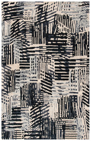 Rodeo Drive 551 Contemporary Hand Tufted 80% Wool, 20% Cotton Rug Black / Ivory