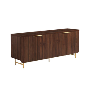 Walker Edison Reema Modern/Contemporary 69" Scandinavian 4 Door Sideboard-Dark Walnut/ Gold REED5DDWGD
