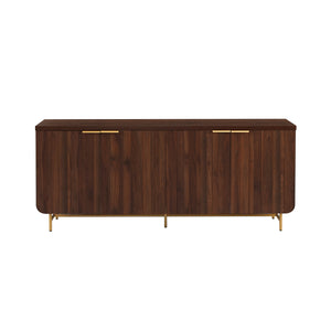 Walker Edison Reema Modern/Contemporary 69" Scandinavian 4 Door Sideboard-Dark Walnut/ Gold REED5DDWGD