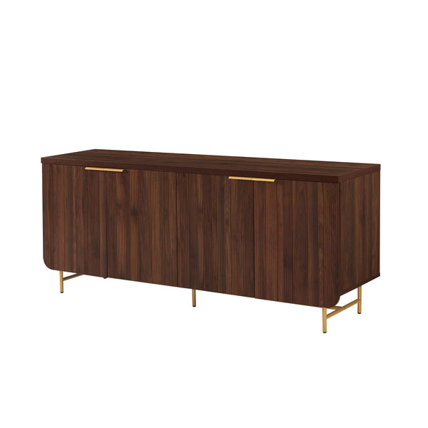 Walker Edison Reema Modern/Contemporary 69" Scandinavian 4 Door Sideboard-Dark Walnut/ Gold REED5DDWGD