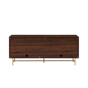 Walker Edison Reema Modern/Contemporary 69" Scandinavian 4 Door Sideboard-Dark Walnut/ Gold REED5DDWGD
