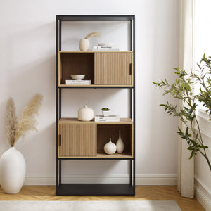 Walker Edison Reema Modern/Contemporary Tall Bookcase with Closed and Open Storage REEH8GCO