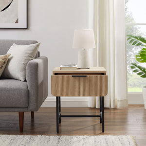 Walker Edison Reema Modern/Contemporary 18.5" Reeded 1-Drawer Side Table REEL8KCO
