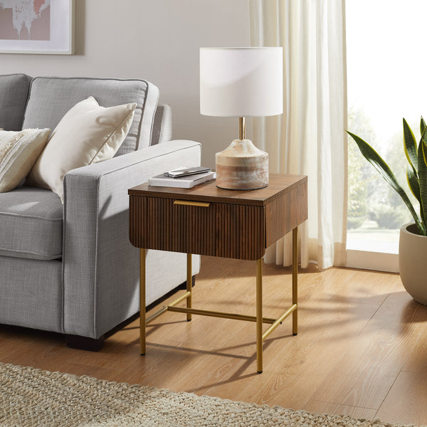 Walker Edison Reema Modern/Contemporary 18.5" Reeded 1-Drawer Side Table REEL8KDW