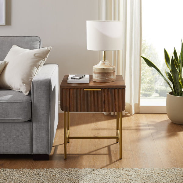 Walker Edison Reema Modern/Contemporary 18.5" Reeded 1-Drawer Side Table REEL8KDW