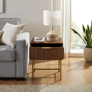 Walker Edison Reema Modern/Contemporary 18.5" Reeded 1-Drawer Side Table REEL8KDW