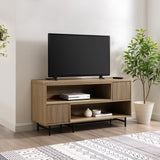 Walker Edison Reema Modern/Contemporary Extendable Media Console with Reeded Doors REEM9ECO