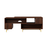 Walker Edison Reema Modern/Contemporary Extendable Media Console with Reeded Doors REEM9EDW