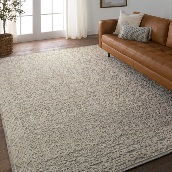 Jaipur Living Reign Ria REI15 Hand Knotted 100% Wool Damask Area Rug Cream 100% Wool RUG155991