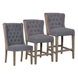 Dovetail Abel Two-Toned Jute and Light Grey Performance Linen Wingback Dining Chair DOV1525