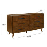 Emery Pecan 6 Drawer Dresser