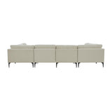 TOV Furniture Serena Velvet U-Sectional with Black Legs Cream 