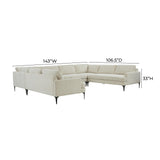 TOV Furniture Serena Velvet U-Sectional with Black Legs Cream 