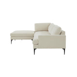 TOV Furniture Serena Velvet LAF Chaise Sectional with Black Legs Cream 