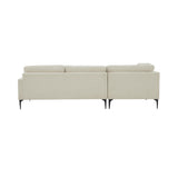 TOV Furniture Serena Velvet LAF Chaise Sectional with Black Legs Cream 