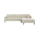 TOV Furniture Serena Velvet RAF Chaise Sectional with Black Legs Cream 