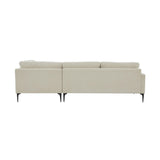 TOV Furniture Serena Velvet RAF Chaise Sectional with Black Legs Cream 