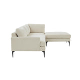 TOV Furniture Serena Velvet RAF Chaise Sectional with Black Legs Cream 