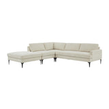 TOV Furniture Serena Velvet Large LAF Chaise Sectional with Black Legs Cream 