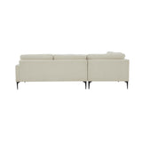 TOV Furniture Serena Velvet Large LAF Chaise Sectional with Black Legs Cream 