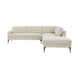 TOV Furniture Serena Velvet Large RAF Chaise Sectional with Black Legs Cream 