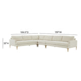 TOV Furniture Serena Cream Velvet Large L-Sectional  